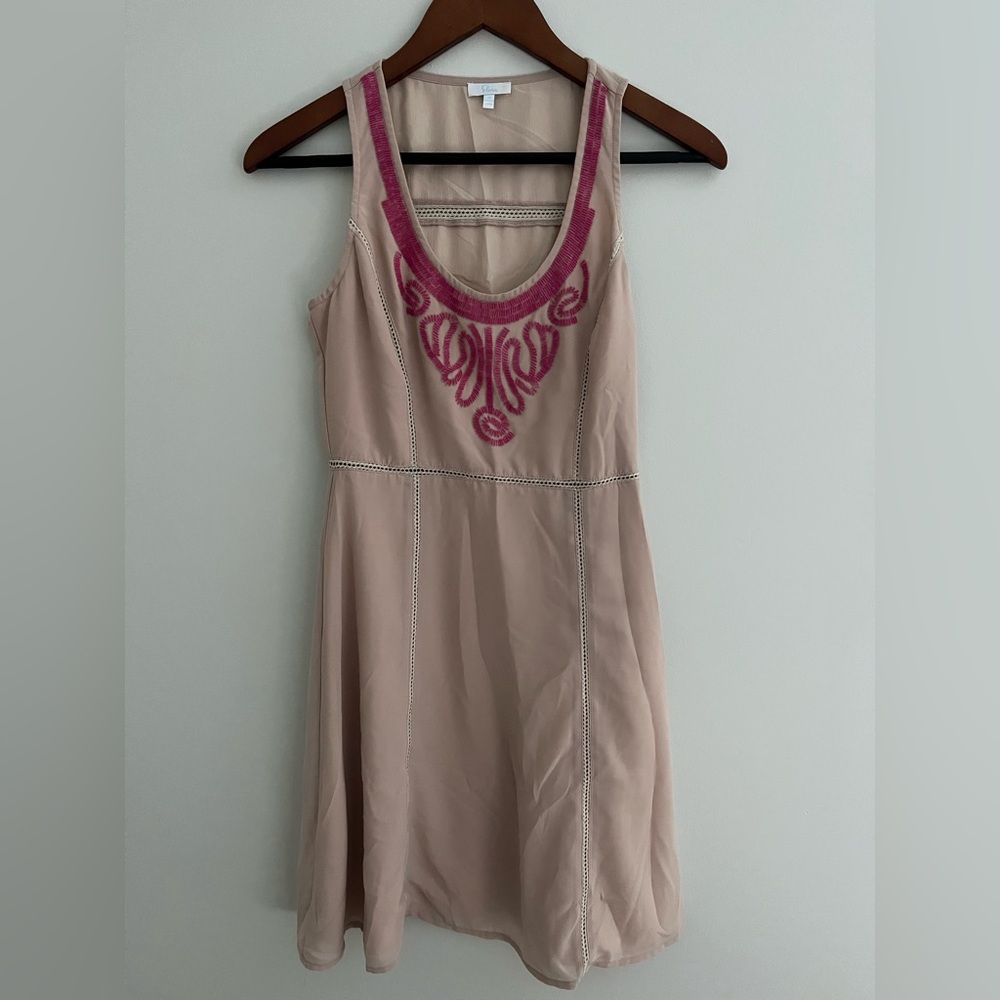 Elodie- Blush dress with pink sequined embroidery